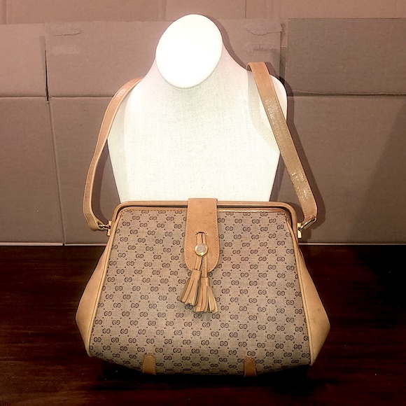 GUCCI GG Micro Guccissima Leather Coated Canvas Hinges Shoulder Bag Vintsge COA - Picture 16 of 17